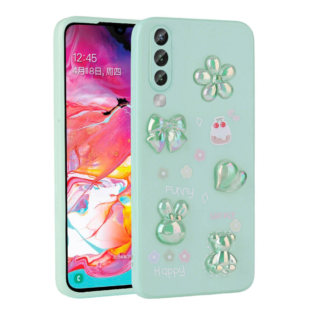 Samsung Galaxy A70 Uyumlu Kılıf Kabartma Figürlü Parlak Zore Toys Silikon Kapak
