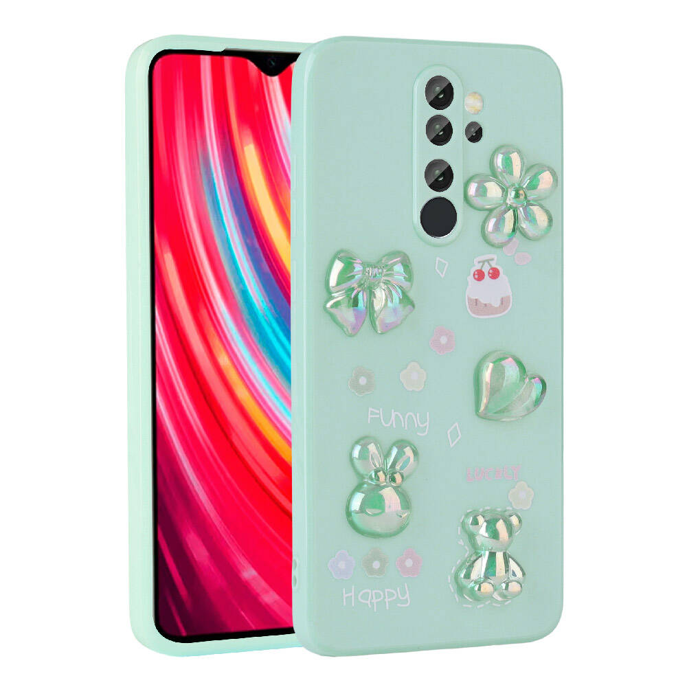 Xiaomi Redmi Note 8 Pro Uyumlu Kılıf Kabartma Figürlü Parlak Zore Toys Silikon Kapak