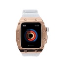 Apple Watch 7 45mm Uyumlu Kordon Metal Kasa Korumalı Silikon Luxury KRD-65 Kayış