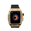 Apple Watch 44mm Uyumlu Kordon Metal Kasa Korumalı Silikon Luxury KRD-65 Kayış