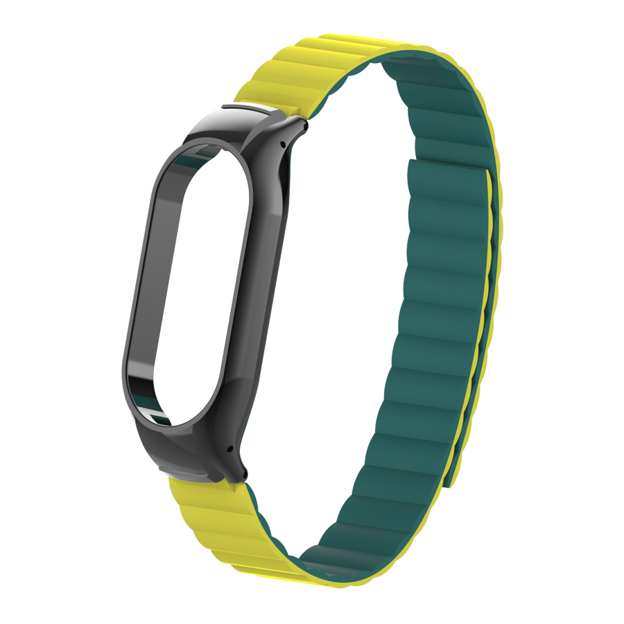 Xiaomi Mi Band 7 Uyumlu Kordon Suni Deri Baklalı Mıknatıslı KRD-69 Kayış