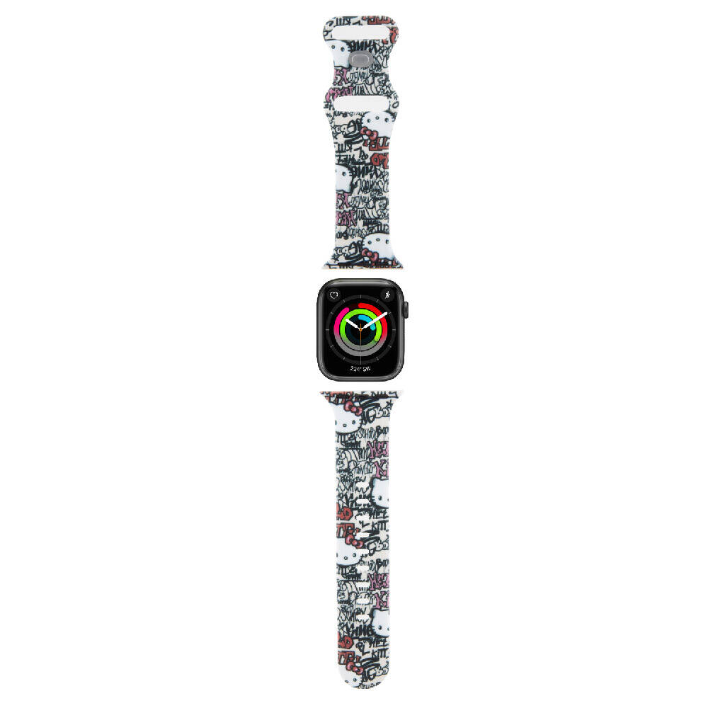 Apple Watch 41mm Uyumlu Hello Kitty Orjinal Lisanslı Etiket Graffiti Silikon Kordon