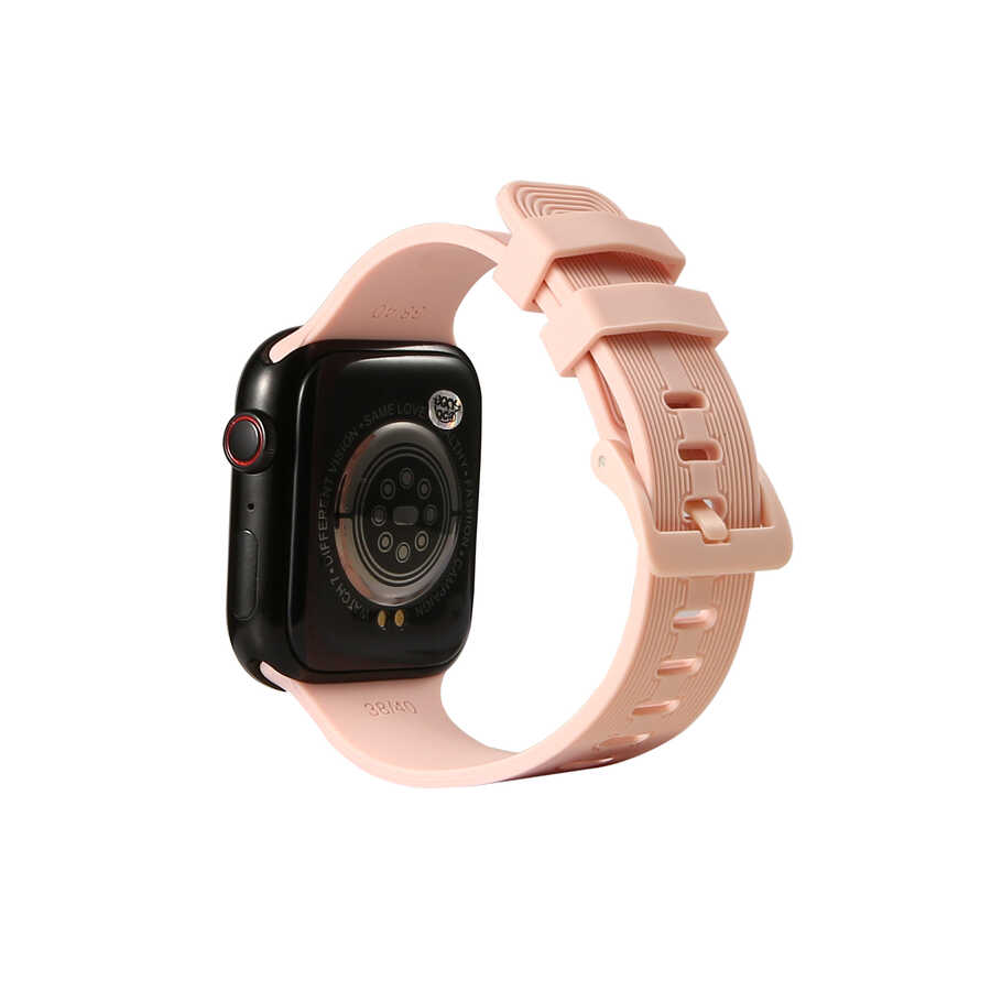Apple Watch 7 41mm Uyumlu Kordon Silikon Yumuşak Esnek Sportif KRD-23 Kayış