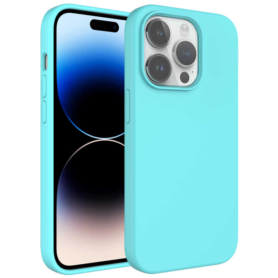 Apple iPhone 14 Pro Uyumlu Kılıf Sıvı Teknolojili Silinebilir Sert Zore Kivi Kapak