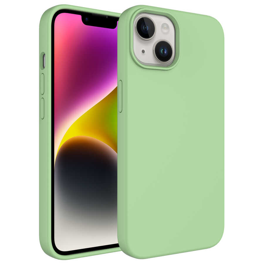 Apple iPhone 14 Plus Uyumlu Kılıf Sıvı Teknolojili Silinebilir Sert Zore Kivi Kapak