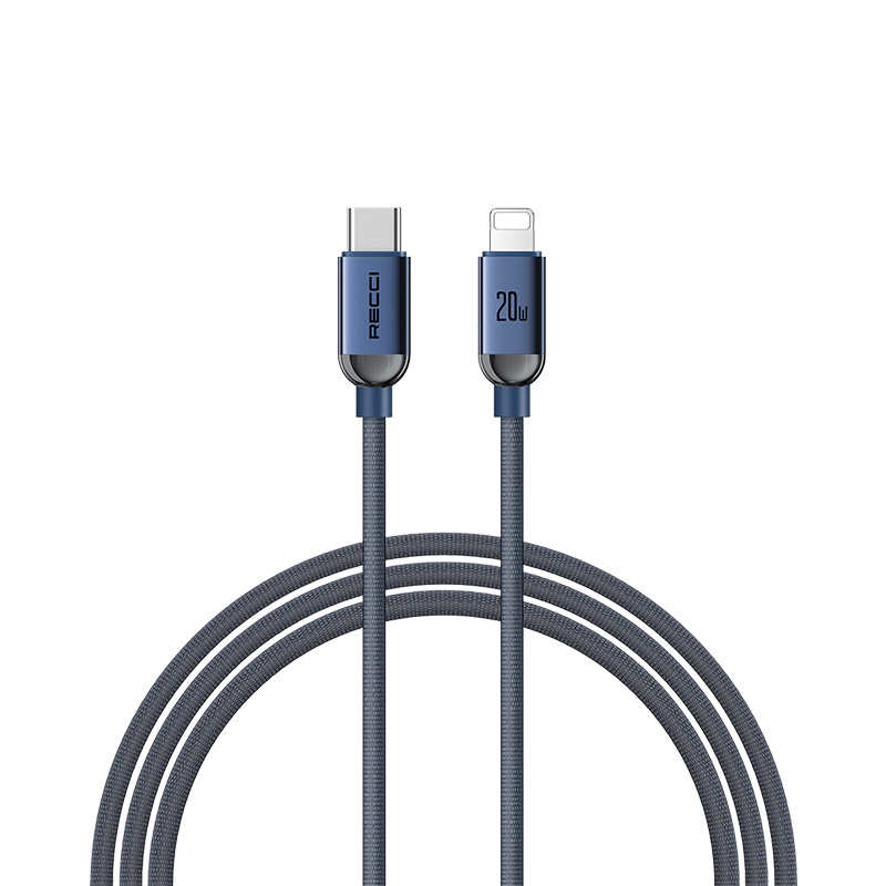 Recci RS09CL PD Crystal Serisi 30W Hızlı Şarj Özellikli Type-C To Lightning PD Kablo 1.2M