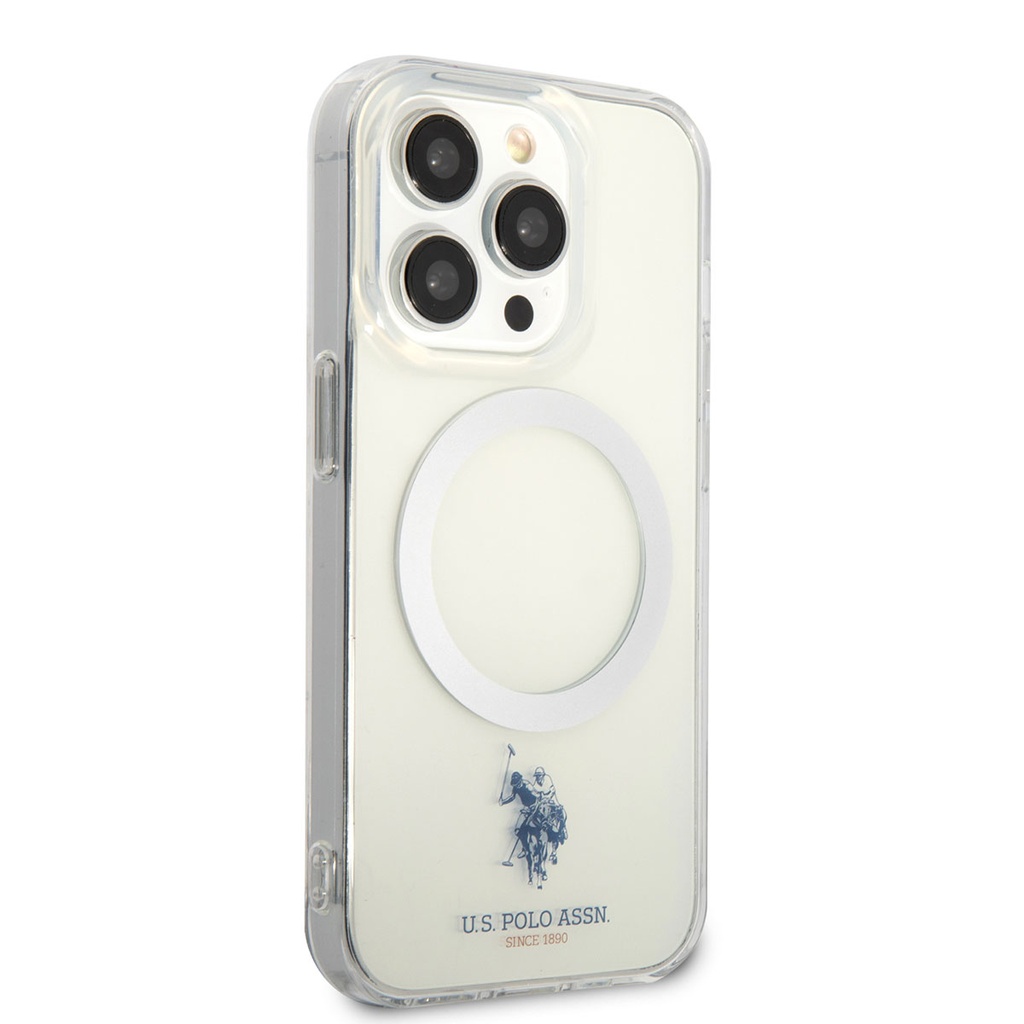 Apple iPhone 14 Pro Max Uyumlu Kılıf U.S. POLO ASSN. M-safe Şarj Özellikli Transparan Tasarım Kapak