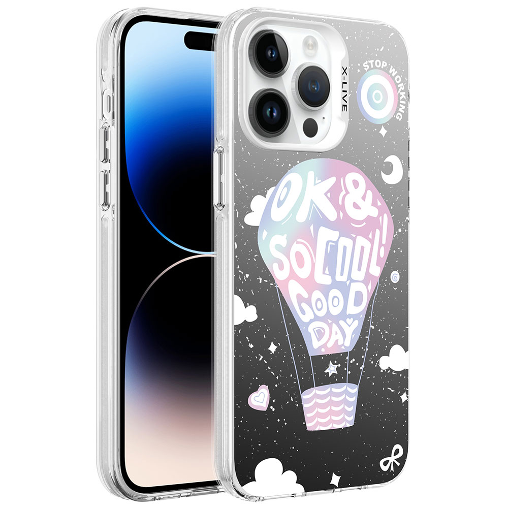 Apple iPhone 14 Pro Max Uyumlu Kılıf Desenli Zore Silver Sert Kapak