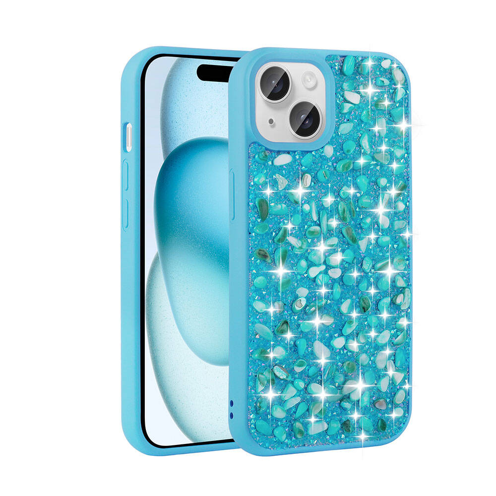 Apple iPhone 15 Uyumlu Kılıf Parlak Taşlı Tasarım Zore Linea Diamond Kapak