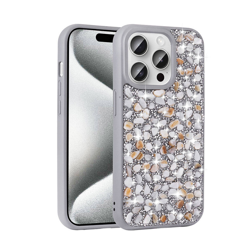 Apple iPhone 15 Pro Uyumlu Kılıf Parlak Taşlı Tasarım Zore Linea Diamond Kapak