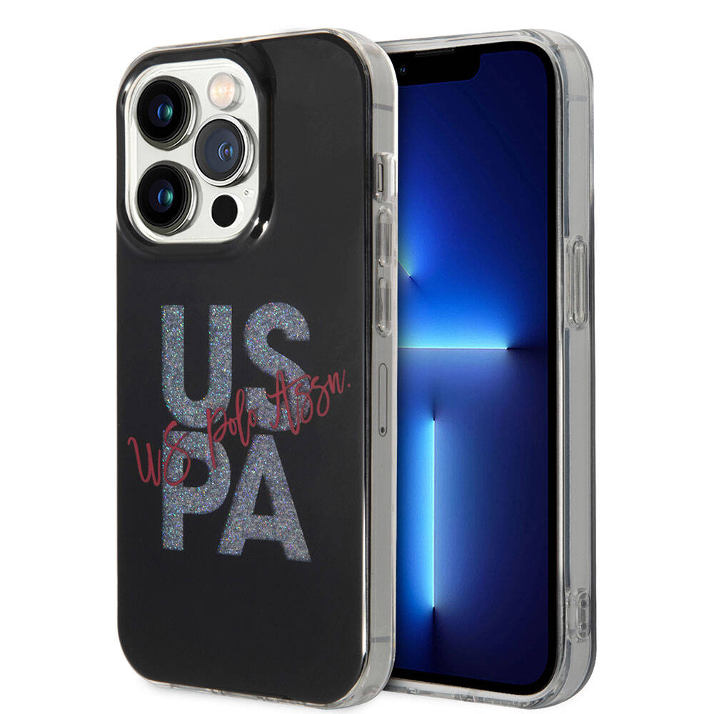 Apple iPhone 15 Pro Max Uyumlu Kılıf U.S. Polo Assn. Orjinal Lisanslı Simli Parlak Alfabe Tasarım Kapak