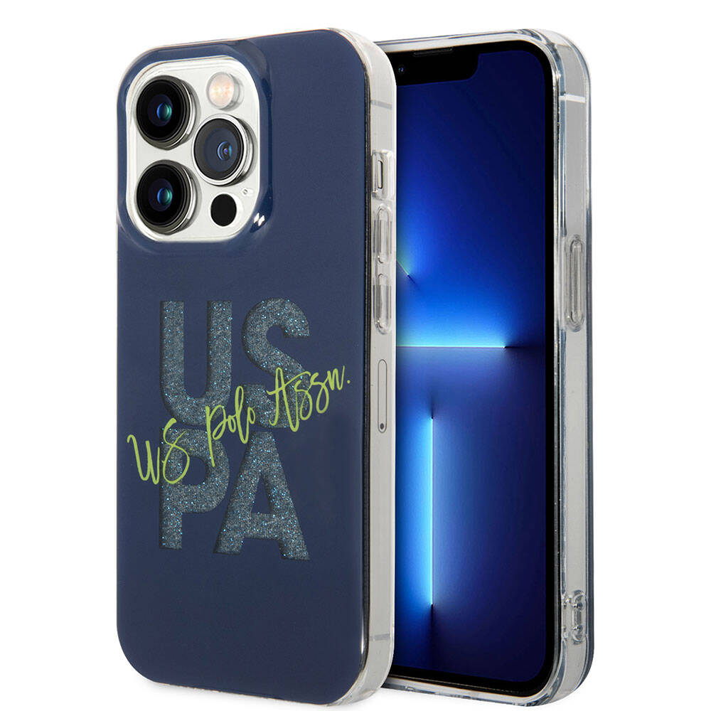 Apple iPhone 15 Pro Max Uyumlu Kılıf U.S. Polo Assn. Orjinal Lisanslı Simli Parlak Alfabe Tasarım Kapak