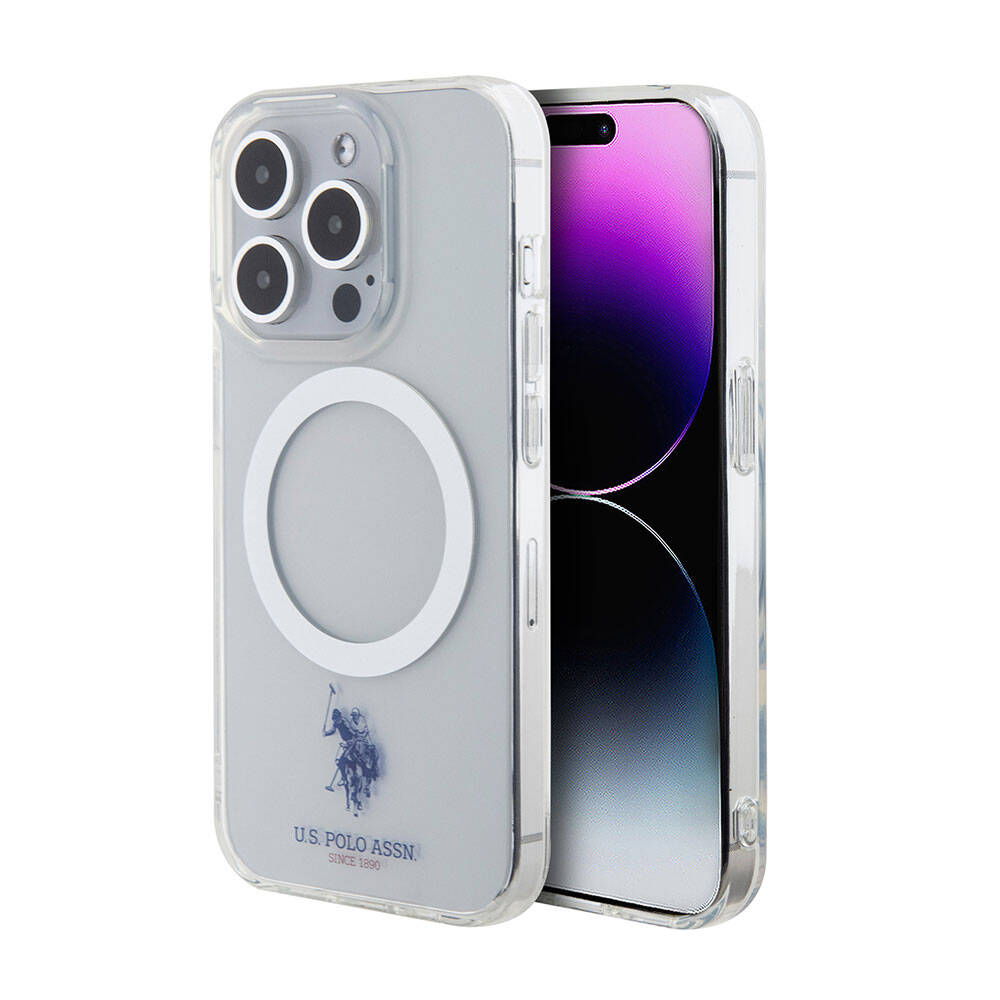 Apple iPhone 15 Pro Max Uyumlu Kılıf U.S. Polo Assn. Orjinal Lisanslı M-safe Şarj Özellikli Transparan Tasarım Kapak