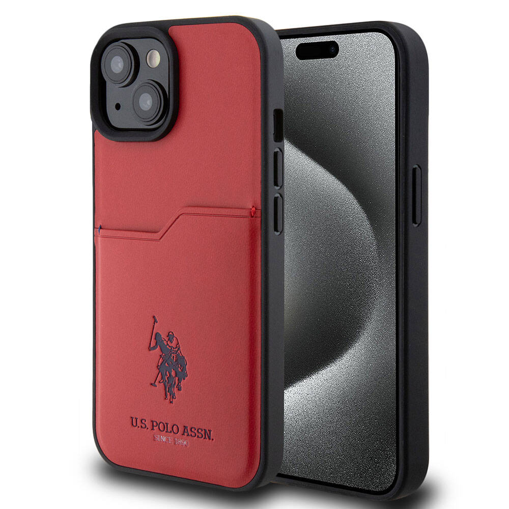 Apple iPhone 15 Uyumlu Kılıf U.S. Polo Assn. Orjinal Lisanslı Baskı Logolu PU Kartlıklı Kapak