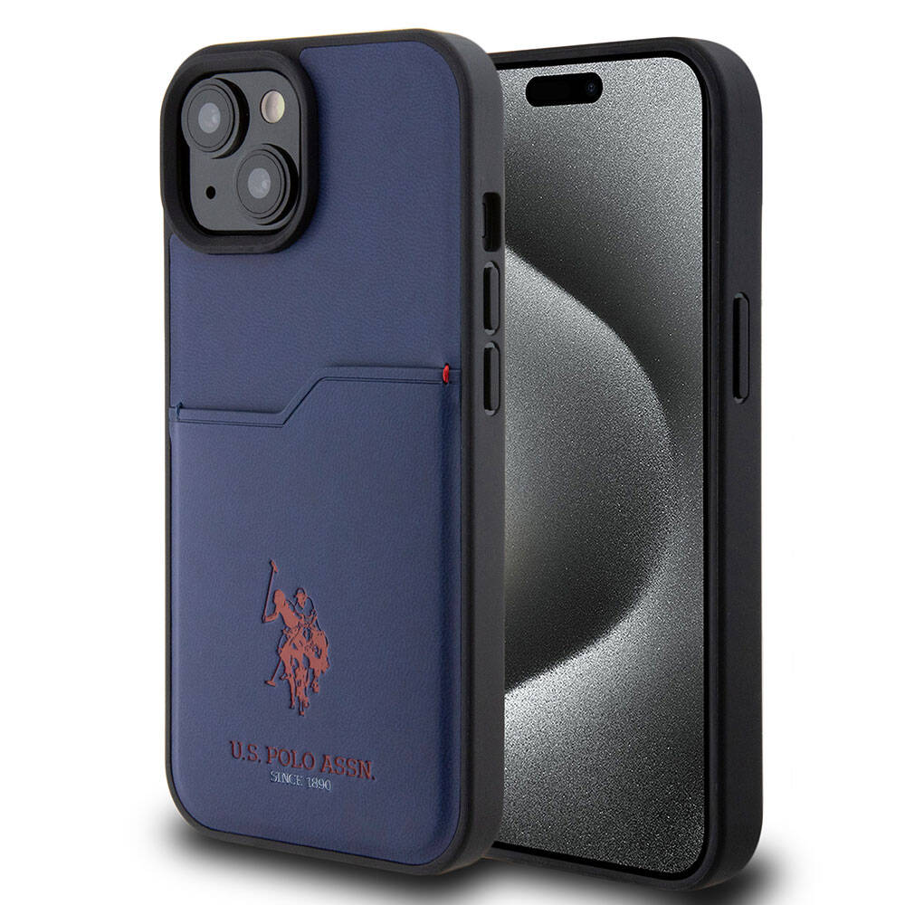Apple iPhone 15 Uyumlu Kılıf U.S. Polo Assn. Orjinal Lisanslı Baskı Logolu PU Kartlıklı Kapak