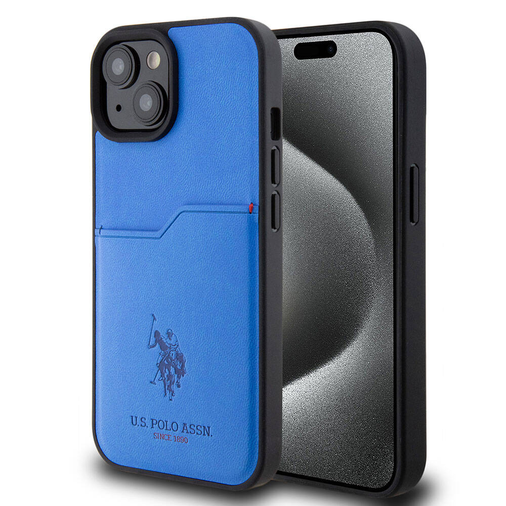 Apple iPhone 15 Uyumlu Kılıf U.S. Polo Assn. Orjinal Lisanslı Baskı Logolu PU Kartlıklı Kapak