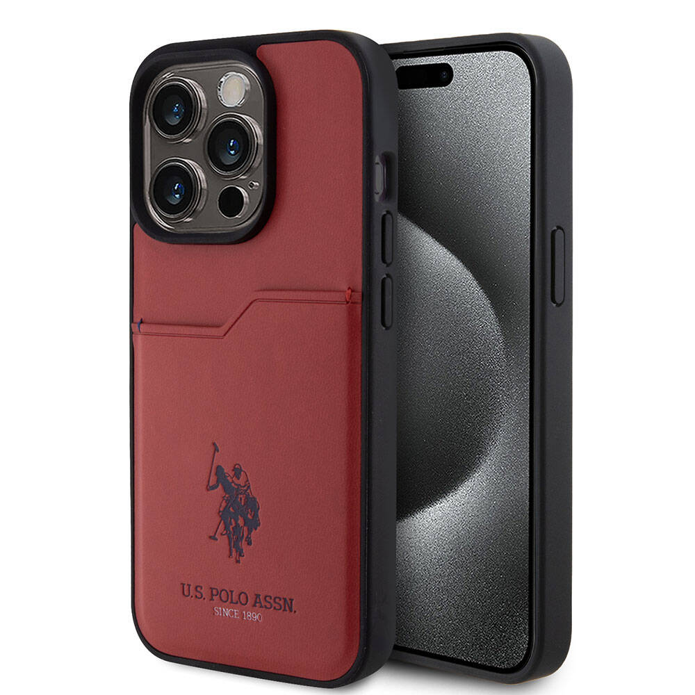Apple iPhone 15 Pro Uyumlu Kılıf U.S. Polo Assn. Orjinal Lisanslı Baskı Logolu PU Kartlıklı Kapak
