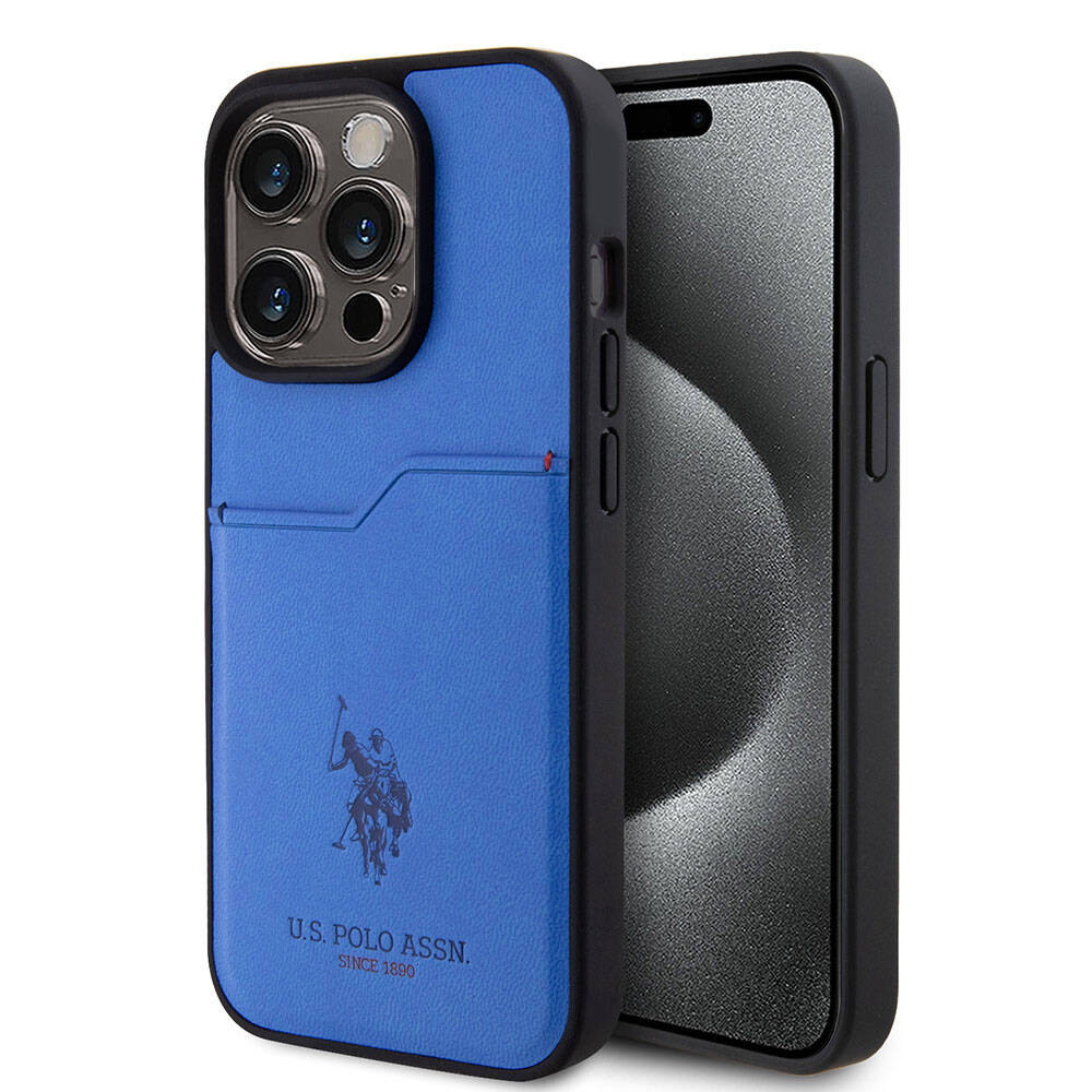 Apple iPhone 15 Pro Uyumlu Kılıf U.S. Polo Assn. Orjinal Lisanslı Baskı Logolu PU Kartlıklı Kapak