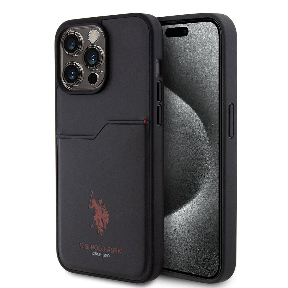 Apple iPhone 15 Pro Max Uyumlu Kılıf U.S. Polo Assn. Orjinal Lisanslı Baskı Logolu PU Kartlıklı Kapak