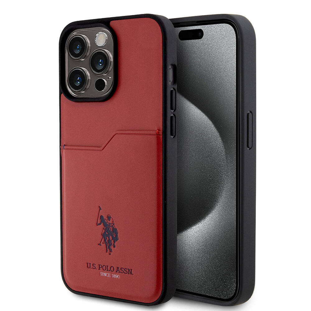 Apple iPhone 15 Pro Max Uyumlu Kılıf U.S. Polo Assn. Orjinal Lisanslı Baskı Logolu PU Kartlıklı Kapak