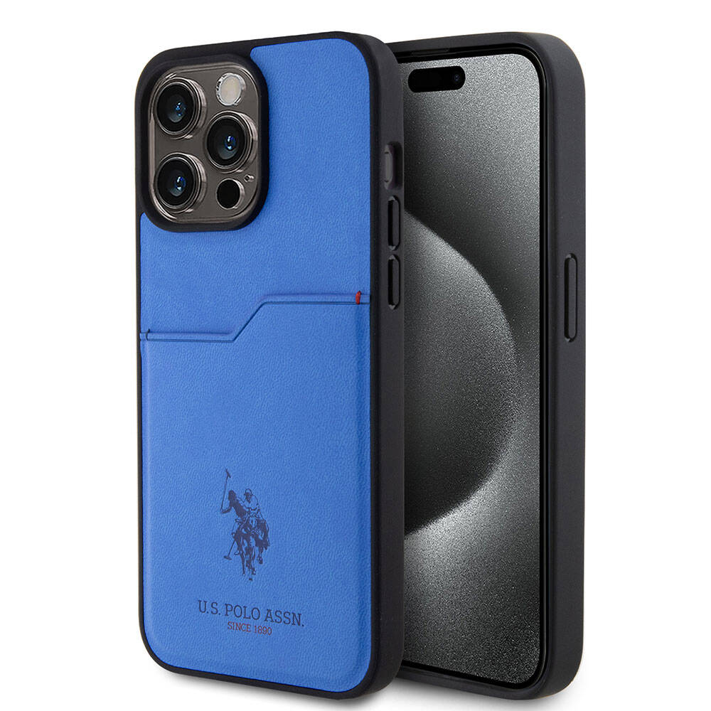 Apple iPhone 15 Pro Max Uyumlu Kılıf U.S. Polo Assn. Orjinal Lisanslı Baskı Logolu PU Kartlıklı Kapak
