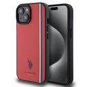 Apple iPhone 15 Uyumlu Kılıf U.S. Polo Assn. Orjinal Lisanslı Üç Renk Şerit Tasarımlı Baskı Logolu Kapak