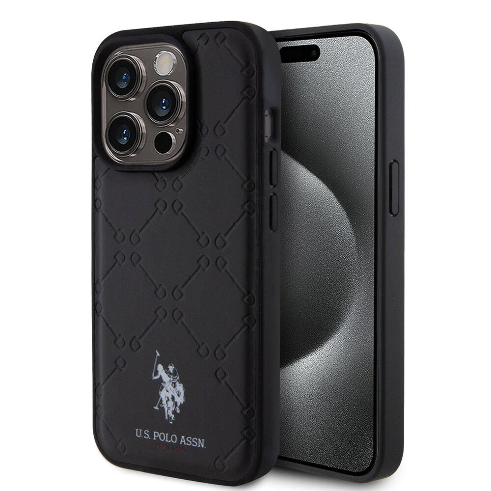 Apple iPhone 15 Pro Uyumlu Kılıf U.S. Polo Assn. Orjinal Lisanslı HS Desenli Baskı Logolu Suni Deri Kapak