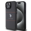 Apple iPhone 15 Uyumlu Kılıf U.S. Polo Assn. Orjinal Lisanslı Deri Şeritli Logo Dizayn Kapak