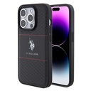 Apple iPhone 15 Pro Uyumlu Kılıf U.S. Polo Assn. Orjinal Lisanslı Deri Şeritli Logo Dizayn Kapak