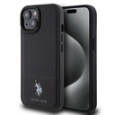 Apple iPhone 15 Uyumlu Kılıf U.S. Polo Assn. Orjinal Lisanslı Suni Deri Arka Yüzey Baskı Logolu Örgü Desenli Kapak