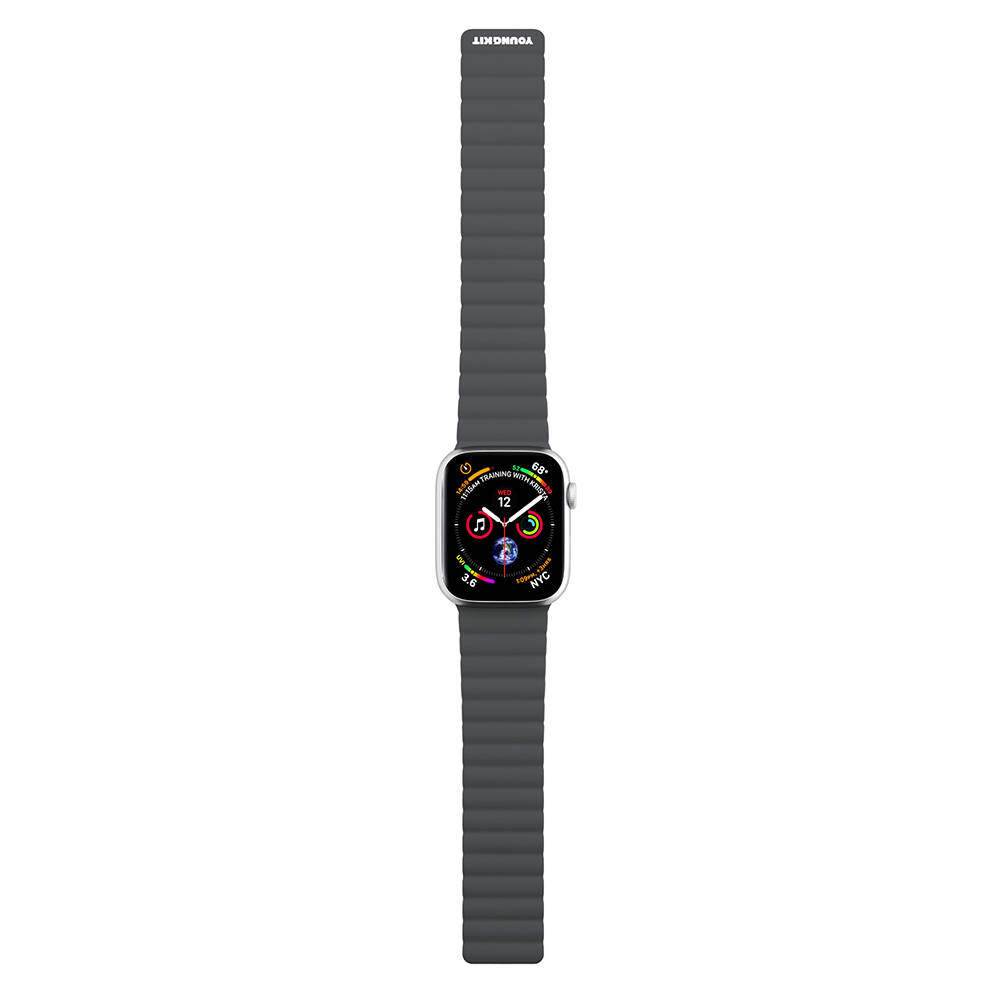 Apple Watch 40mm Uyumlu Kordon Youngkit Classical Magnetik Tak Çıkar Silikon Strap Kayış (Siyah)