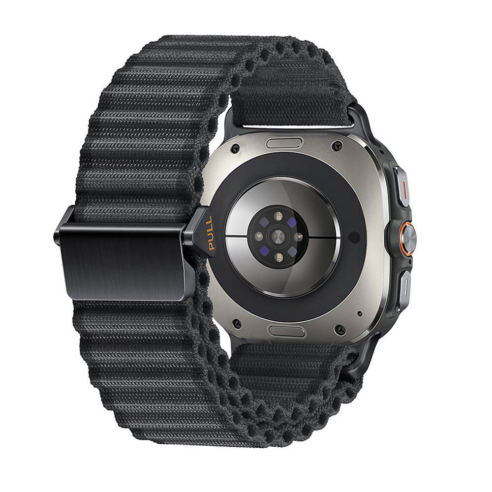 [RNZ-TA110258] ​​Samsung Galaxy Watch Ultra 47mm Uyumlu Zore KRD-120 Naylon Kumaş Hasır Örgülü Kordon (Siyah)