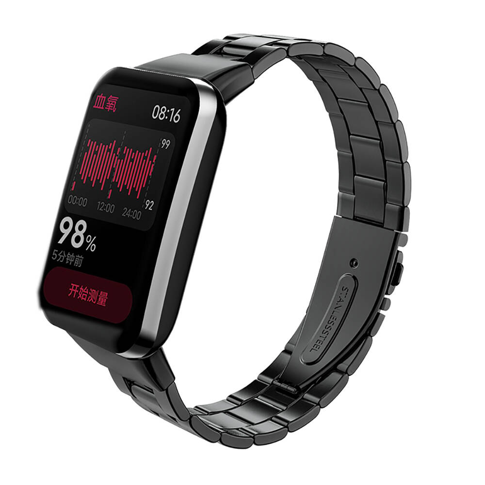 [RNZ-TA108208] Xiaomi Mi Band 7 Pro Uyumlu KRD-04 Metal Kordon (Siyah)