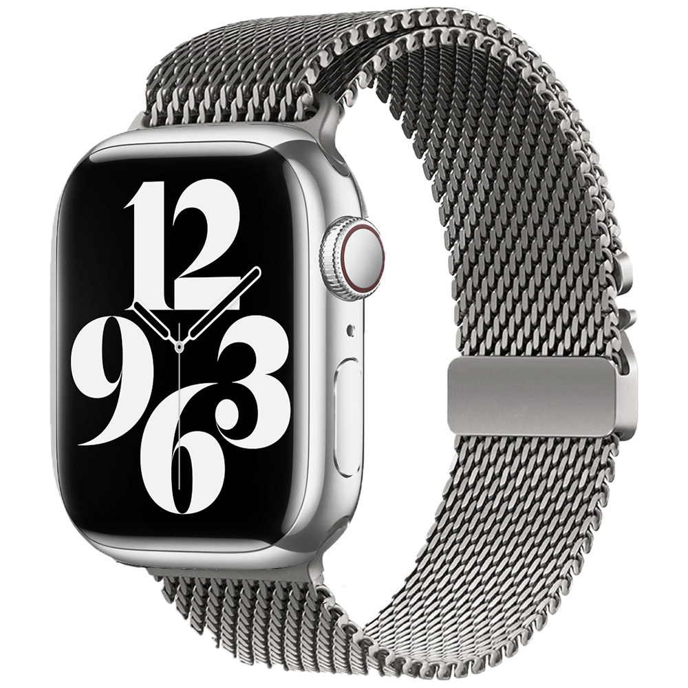 Apple Watch 7 45mm Uyumlu Zore KRD-121 Metal Hasır Kordon