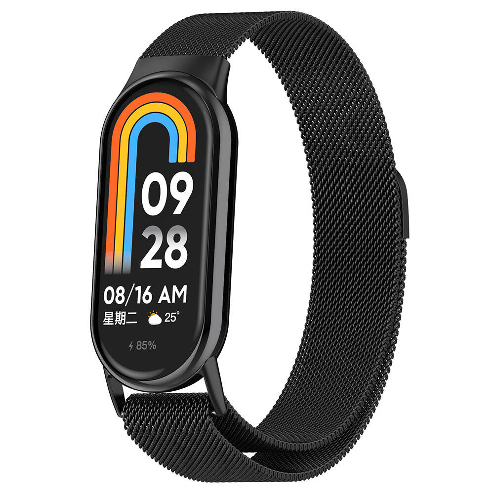[RNZ-TA110275] Xiaomi Smart Band 8 Uyumlu Zore KRD-01 Metal Kordon (Siyah)