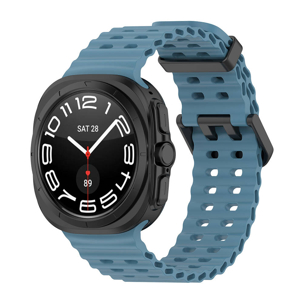 Samsung Galaxy Watch Ultra 47mm Uyumlu Zore KRD-118 Tırtıklı Tasarım Silikon Kordon