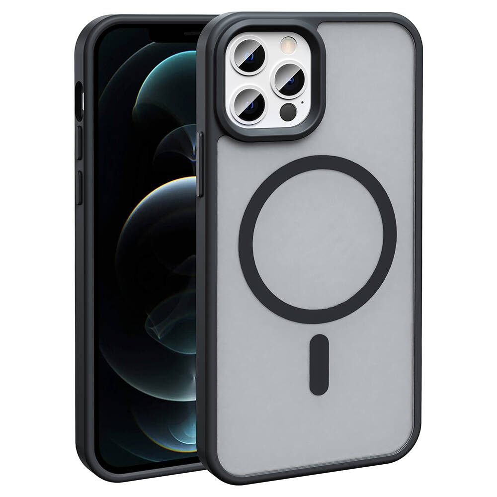 Apple iPhone 12 Pro Uyumlu Kılıf M-safe Şarj Özellikli Mat Arka Yüzey Zore Sio Kapak
