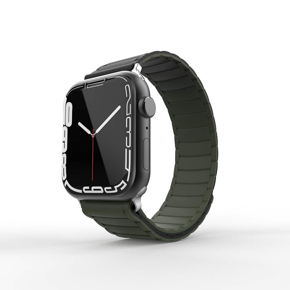 [RNZ-TA111284] Apple Watch 10 42mm Uyumlu Zore KRD-122 Silikon Kordon Strap Kayış (Siyah-Yeşil)
