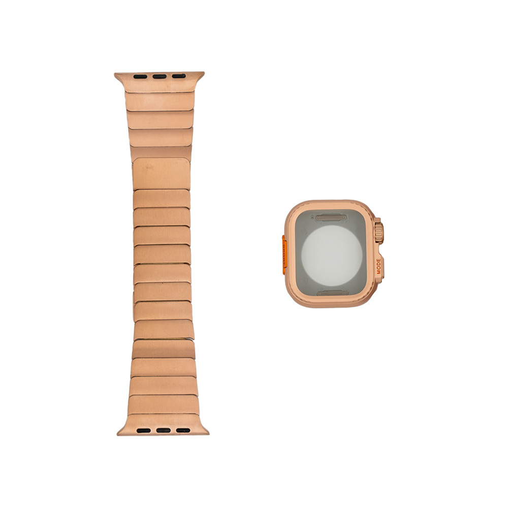 Apple Watch 7 45mm Uyumlu Zore KRD-126 Sert Kasa Koruyuculu Metal Kordon