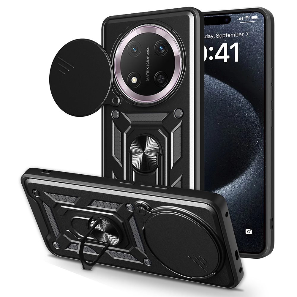 Honor Magic 7 Lite Uyumlu Kılıf Magnetik Standlı Kamera Korumalı Zore Sürgülü Vega Kapak