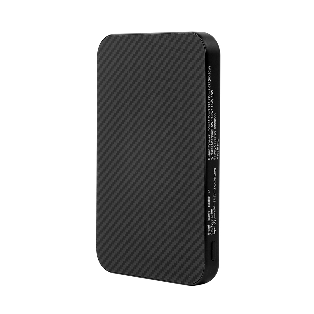 Raptic S4 Aramid-Skin M-safe Şarj Özellikli Ultra İnce 600D Powerbank 15W 5000mAh