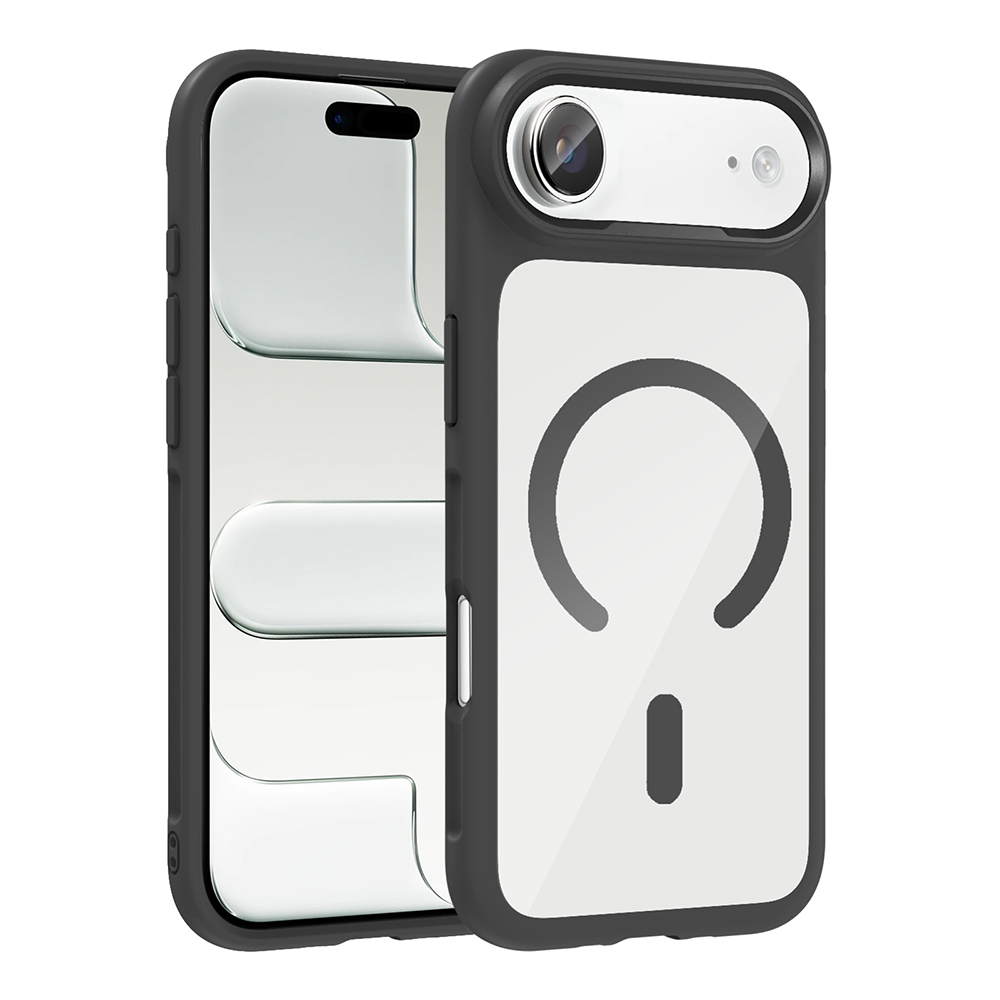 [RNZ-TA126548] Apple iPhone 17 Air Uyumlu Kılıf M-Safe Şarj Özellikli Metal Kamera Çerçeveli Zore Tiko Kapak (Siyah)