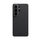 Samsung Galaxy S26 Ultra Uyumlu Kılıf M-safe Şarj Özellikli 600D Aramid Fiber Pitaka Ultra-Slim Classic Serisi Black-Grey Twill Kapak