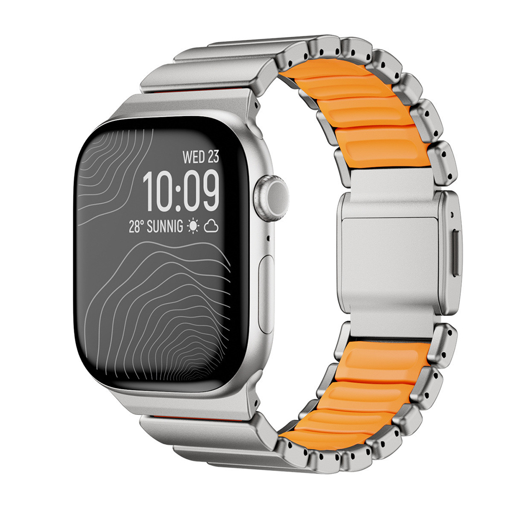 Apple Watch 44mm Uyumlu Zore KRD-151 Metal Silikon Kordon