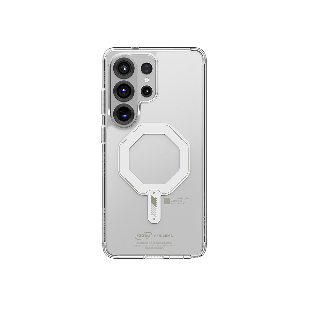 Samsung Galaxy S26 Ultra Uyumlu Kılıf M-safe Şarj Özellikli Şeffaf Airbag Tasarımlı Skinarma Saido Mag-Charge Nightglow Kapak