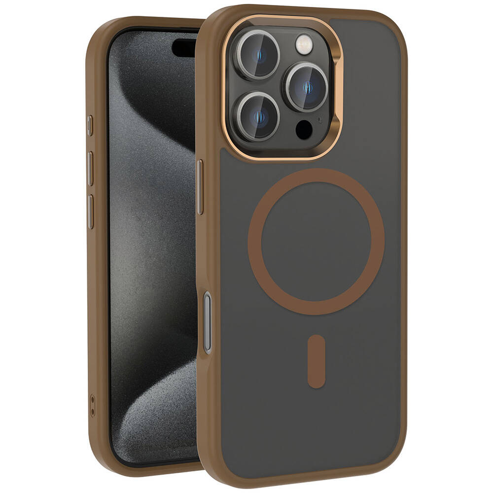 Apple iPhone 16 Pro Uyumlu Kılıf M-safe Şarj Özellikli Parlak Kamera Çerçeveli Zore Kost Kapak