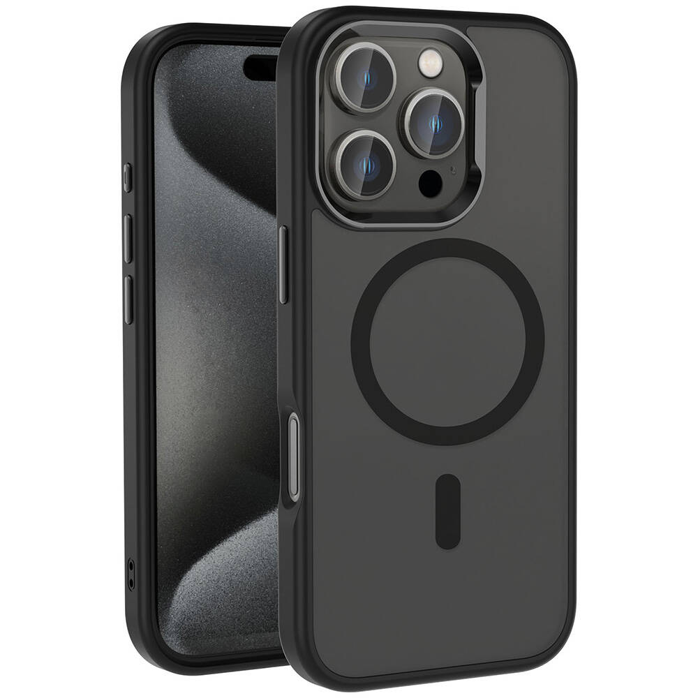 Apple iPhone 16 Pro Uyumlu Kılıf M-safe Şarj Özellikli Parlak Kamera Çerçeveli Zore Kost Kapak