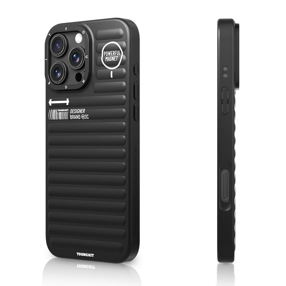 [RNZ-TA109416] Apple iPhone 16 Pro Uyumlu M-safe Şarj Özellikli Kılıf Mat Renkli Tasarım Youngkit Original Serisi Kapak (Siyah)