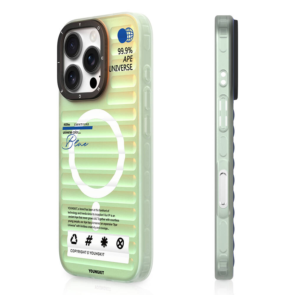 [RNZ-TA109421] Apple iPhone 16 Pro Uyumlu M-safe Şarj Özellikli Youngkit Chameleon Serisi Kapak (Mavi)