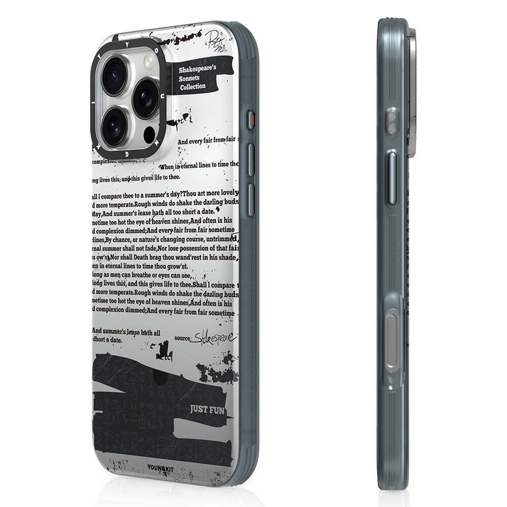 [RNZ-TA109451] Apple iPhone 16 Pro Uyumlu Kılıf M-safe Şarj Özellikli Youngkit Literary Serisi Shakespeare Kapak